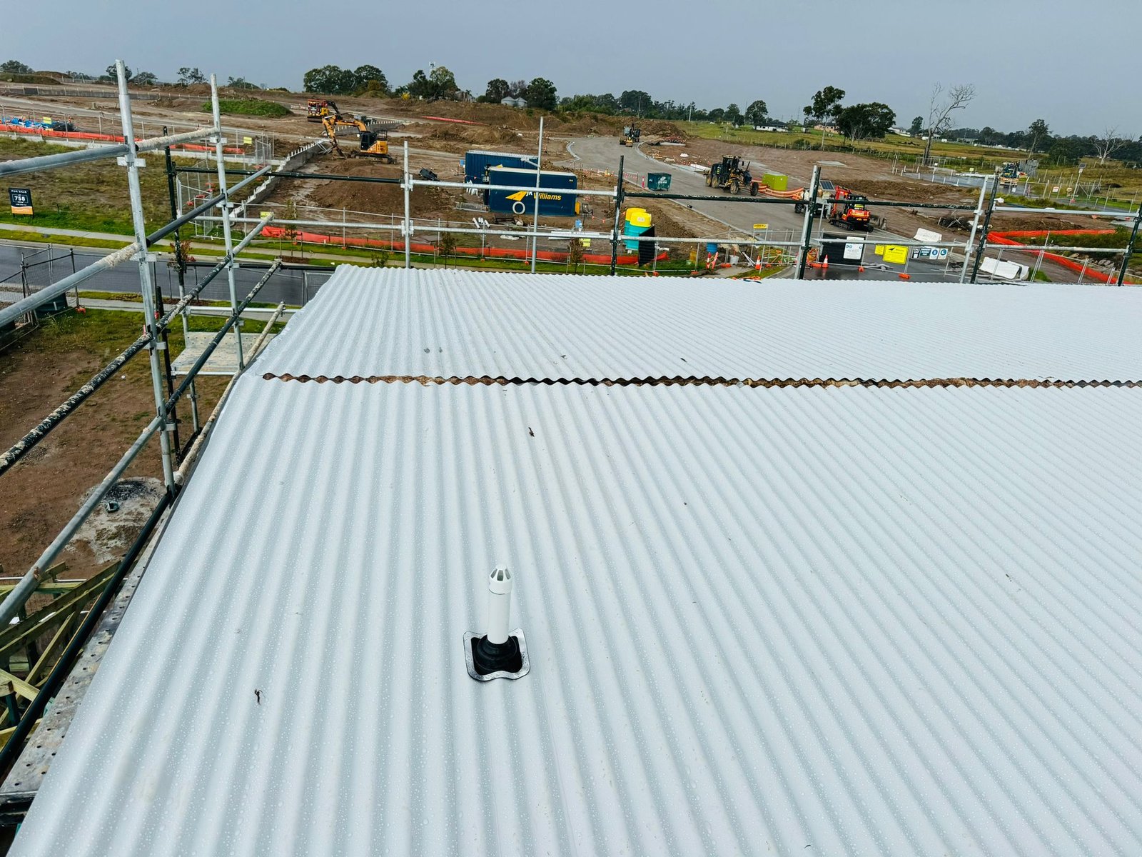Aerial view of completed commercial Colorbond roof
