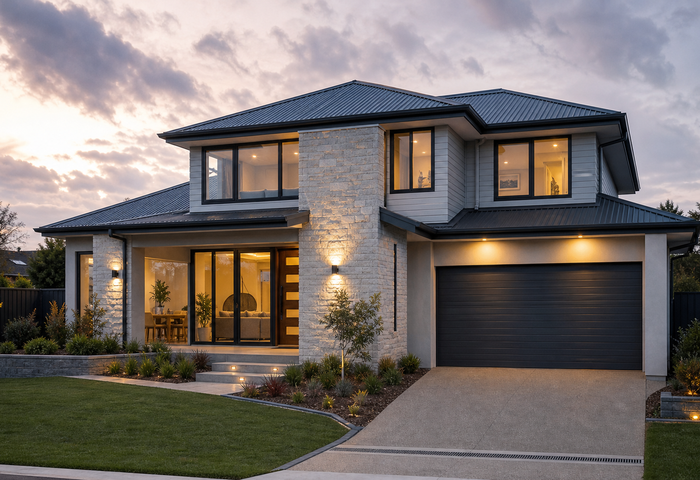 Completed large modern family home exterior in Southern NSW
